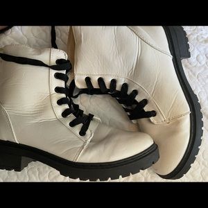 White combat boots
